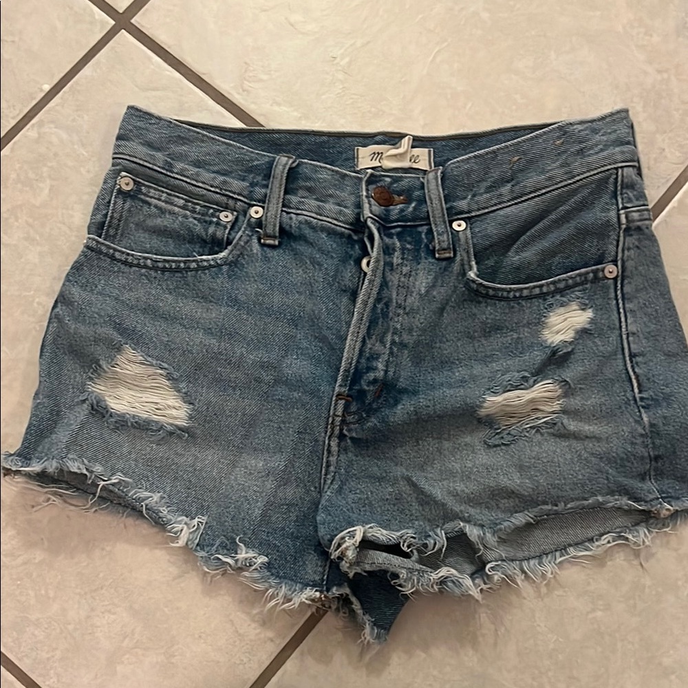 Madewell Blue Distressed Jean Shorts
